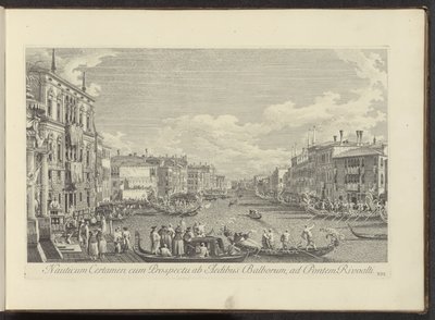 Gezicht op het Canal Grande te Venetië waar de Regata plaatsvindt バルボアの家からリヴォルティ橋までの景色を望む航海競技 (オブジェクトのタイトル) アントニウス運河からのベニスの街のより有名な景色 アントニオによって放送された 38 枚のパネル 作： Antonio Visentini
