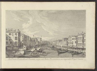 Gezicht vanaf de Rialtobrug op het Canal Grande te Venetië Ponte Rivoalti から東へ、Ripa Vinaria (オブジェクトのタイトル) に対応する Aedes Foscarorum へ アントニウス カナルの 38 枚のパネルから、ベニスの街の最も有名な景色を、A によって真鍮で印刷されました。 作： Antonio Visentini