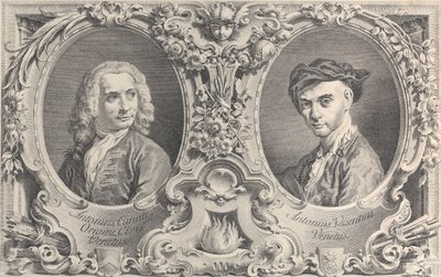 カナレットとヴィセンティーニの肖像、1735年、1735年。 作： Antonio Visentini