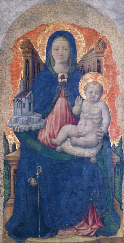 マドンナと子供、プラグリアの祭壇画の詳細、アントニオ・ヴィヴァリーニ作（1418年～1484年以前）、67x33cm 作： Antonio Vivarini