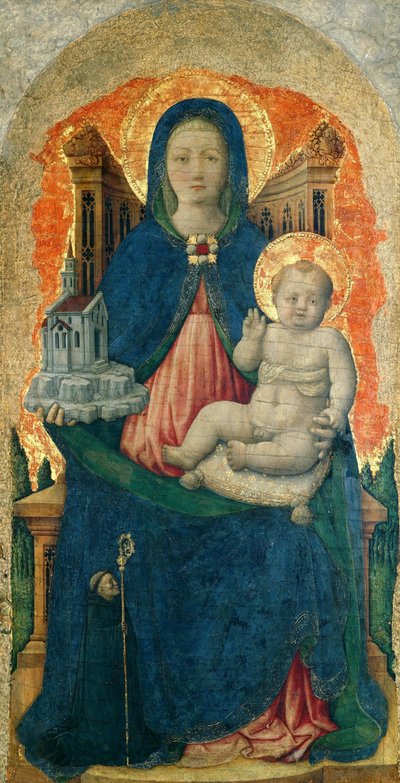 Praglia Polyptychから即位した聖母子、c。 1448年。 作： Antonio Vivarini