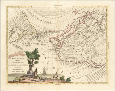 1776年地図 - アジアとアメリカにおける南海以北のロシア人の新発見 作： アントニオ・ザッタ