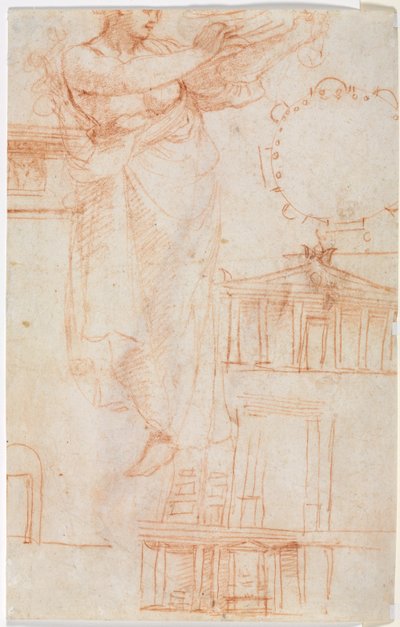 ドレープされた女性の姿、おそらくアマゾンと建築学も同じです。 1525。 作： Antonio da Correggio