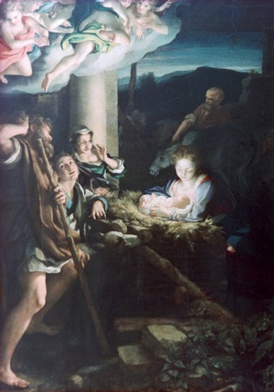 キリスト降誕のシーン、1522-1530 作： Antonio da Correggio