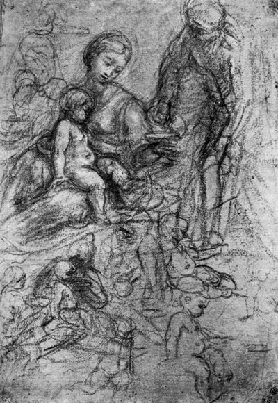 聖家族のためのスケッチ、アレグリダコレッジョ、1913年。 作： Antonio da Correggio