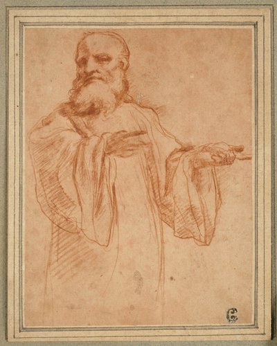 左手をさしのべる聖ベネディクト：聖母戴冠式のための習作 作： Antonio da Correggio