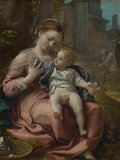 バスケットのマドンナ、1524年頃 作： Antonio da Correggio