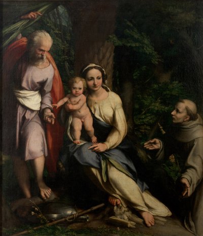 アッシジの聖フランシスと一緒にエジプトへの逃避の残り、c。 1520。 作： Antonio da Correggio