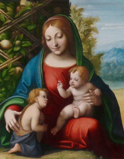 聖母子と若き洗礼者ヨハネ 作： Antonio da Correggio