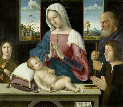 聖ヨセフとドナーとの聖母子、ウィジープール三連祭壇画の中央パネル 作： Antonio da Solario