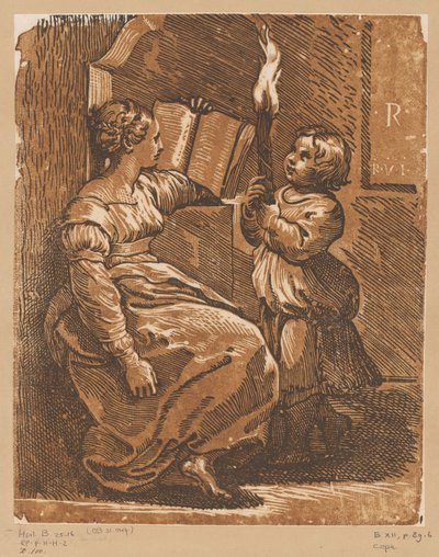 子供とシビュラを読む 作： Antonio da Trento (attributed to)