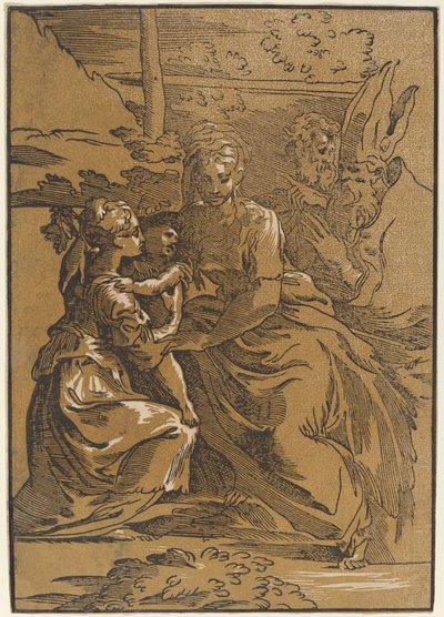 二人の聖人のいる聖家族 作： Antonio da Trento after Parmigianino
