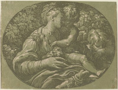 薔薇を持つ聖母 作： Antonio da Trento after Parmigianino