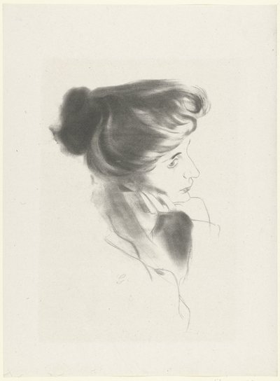 手にあごを置いた女性の頭 エチュード ド ファム レプルーヴ（シリーズタイトル） 作： Antonio de la Gandara