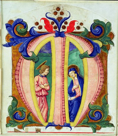 受胎告知を描いた歴史的な最初のM 作： Antonio di Niccolo di Lorenzo