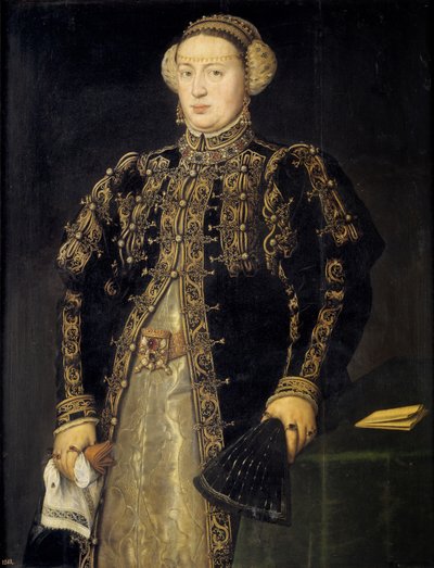 オーストリアのキャサリン1507-1578、ポルトガルの女王、1552-1553 作： Antonis Mor