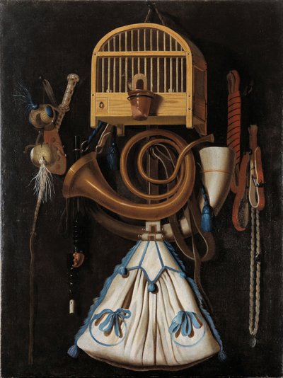 狩猟用具、静物、1661年 作： Antonius Leemans