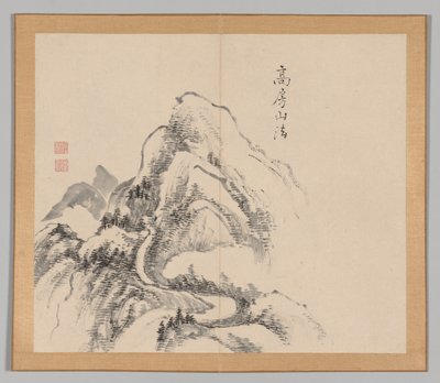 池野大河後の風景研究のダブルアルバム、ボリューム1リーフ34、18世紀。 作： Aoki Shukuya