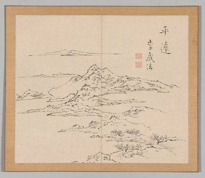 池野大河、第2巻の葉8、18世紀後の風景研究のダブルアルバム。 作： Aoki Shukuya