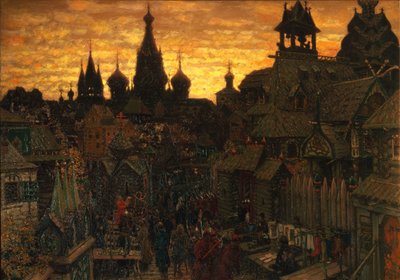 古代モスクワ。 17世紀のキタイゴロドのストリート、1900年 作： Apollinari Mikhailovich Vasnetsov