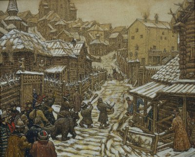 クマの調教師。旧モスクワ、1911 作： Apollinari Mikhailovich Vasnetsov