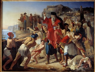 パルガニオーテの搭乗。 ギリシャ独立戦争 (1819 年) の歴史シーン。 アポロドール・カレ（1779-1831）による絵画 作： Apollodore Alphonse Callet