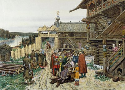 1908 年、封建的なロシアの王子の宮廷。 作： Appolinari Mikhaylovich Vasnetsov
