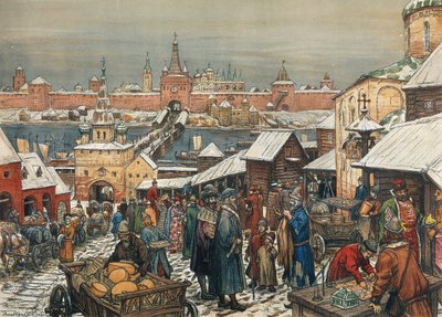 ノヴゴロド市場、19 世紀末から 20 世紀初頭。 作： Appolinari Mikhaylovich Vasnetsov