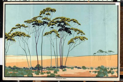 オーストラリアの小麦、シリーズ「オーストラリアの豊かな小麦と羊毛」より（カラーリトグラフ） 作： Archibald Bertram Webb