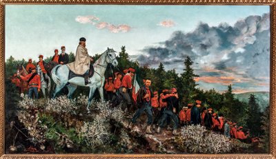 1867 年 11 月 3 日に戦ったメンターナの戦い (キャンバスに油彩 作： Archimede Tranzi