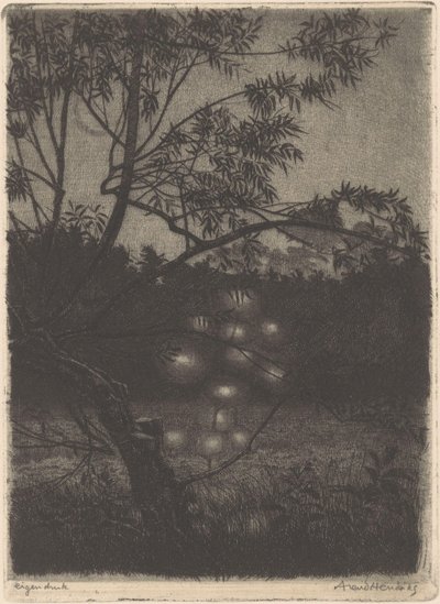 光る木のある庭 作： Arend Hendriks (signed by artist)