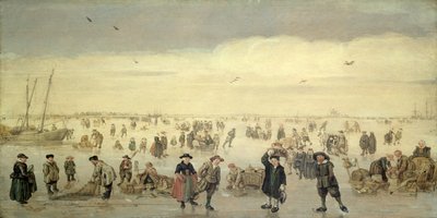 氷上の人物と冬景色》1600-31年頃（油彩・パネル） 作： Arent Arentsz