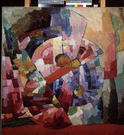 アスター（Asters）。キュービズムの静物画。アリシャール・ヴァシリエヴィチ・レントゥーロヴ（1882-1943）の絵画、油彩・キャンバス 作： Aristarkh Vasilievic Lentulov