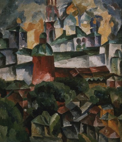 トリニティセルギウス修道院のある風景、1920 作： Aristarkh Vasilievic Lentulov
