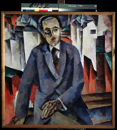 Regisseur Alexander Tairov (1885-1950) の肖像 (Regisseur A. Tairov の肖像)。 Aristarkh Vasilyevich Lentulov (Lentulov) (1882-1943) による絵画、キャンバスに油彩。 ロシア美術、20世紀前衛。 国立ロシア美術館、サンクトペテルブルク。 作： Aristarkh Vasilievic Lentulov