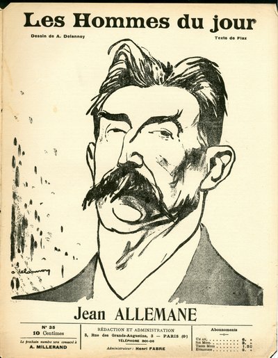 Les Hommes du jour "の表紙、風刺的なB＆W 作： Aristide Delannoy