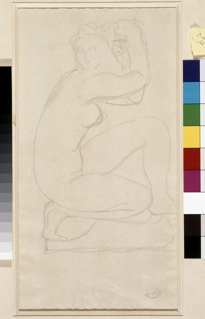 裸の髪。Aristide Maillol（1861-1944）のドローイング。紙に鉛。寸法：34x18,5cm。マルセイユ、カンティーニ美術館 作： Aristide Maillol
