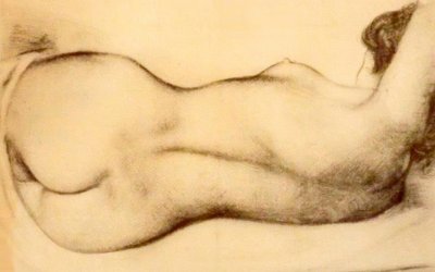 リクライニングヌードの女性のスケッチ 作： Aristide Maillol