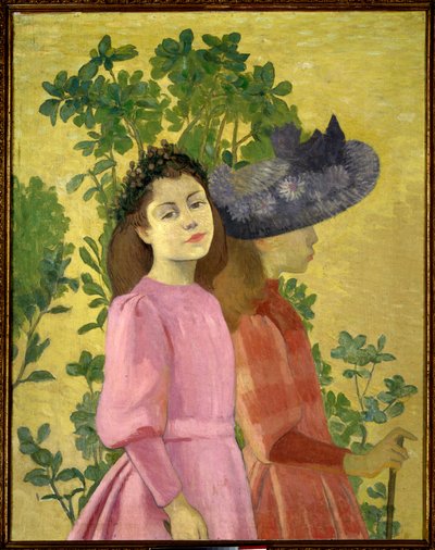 二人の少女、春の絵 アリストイド・マイヨール（1861-1944） 1890年 個人蔵 作： Aristide Maillol