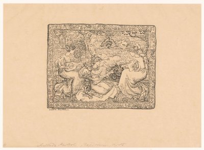 風景の中で音楽を奏でる 4 人の女性のタペストリー コンサート・シャンペトル（原題） 作： Aristide Maillol