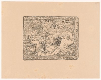 風景の中で音楽を奏でる 4 人の女性のタペストリー コンサート・シャンペトル（原題） 作： Aristide Maillol