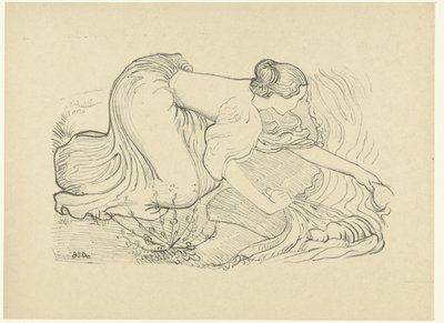 水辺で膝をついて座る洗濯婦 ラヴーズ パノー装飾 レプルーヴ（シリーズタイトル） 作： Aristide Maillol