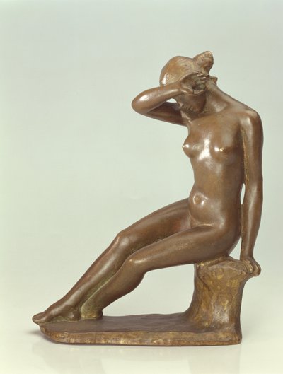 手で顔を覆っている女性、1900年（ブロンズ） 作： Aristide Maillol