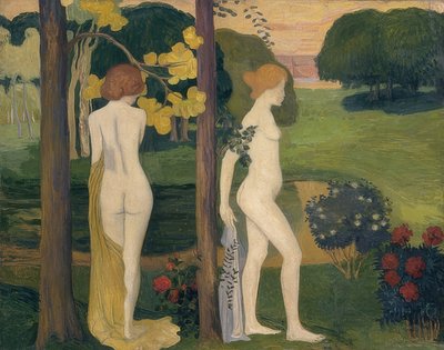 風景の中の2つの女性ヌード（Deux nus dans un paysage）。 1895年- 1900年頃 作： Aristide Maillol