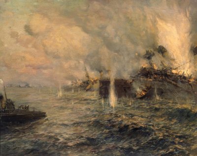 1905年5月27日の対馬海戦 作： Arkadi Afanassjewitsch Tschumakow
