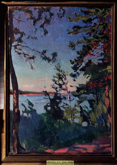 ネヴァ川のほとりにある公園。 Arkadi（Arkady）Alexandrovich Rylov（1870-1939）による絵画、キャンバスに油彩 作： Arkadij Aleksandrovic Rylov