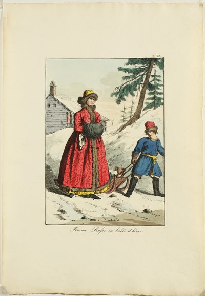Moeurs et Costumes des Russesのロシアの冬服、1817年 作： Armand Gustave Haubigant