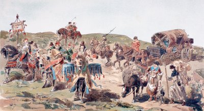 15世紀のエスコート付き旅行ワゴン、1886年 作： Armand Jean Heins