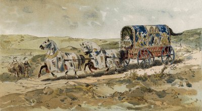 13世紀の女性の馬車 作： Armand Jean Heins