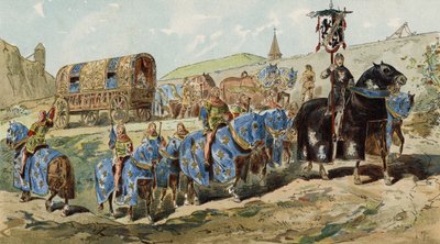 高貴な女性の馬車、13世紀 作： Armand Jean Heins